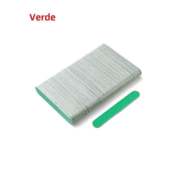 100 st Portabel Dubbelsidig Nagelfil med Matt Finish Mini för Nagel- och Manikyrvård Grön8.5CM