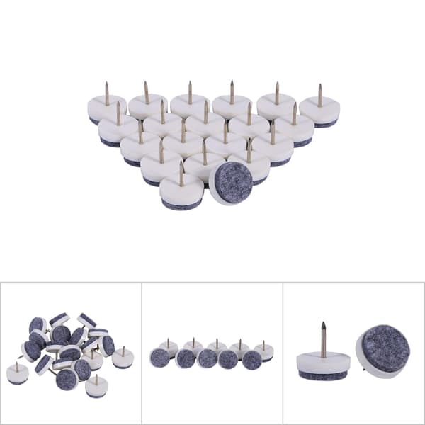 20x Möbel Bord Stol Ben Golv Filt Pad Glid Skydd DIY Spik Vit 24mm