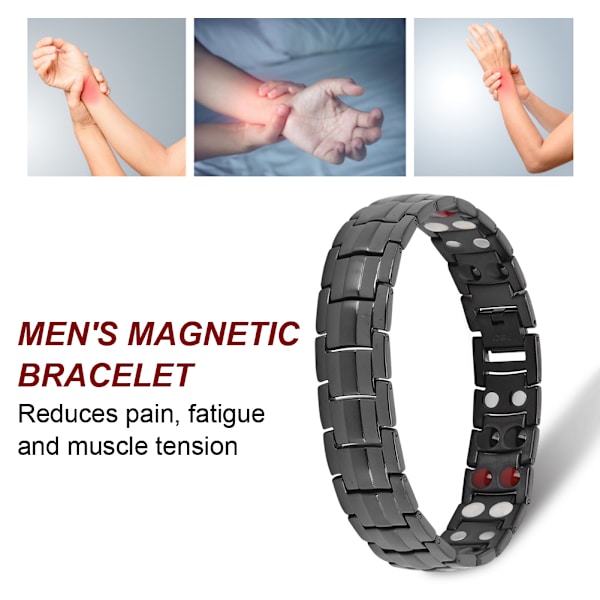 Mode til mænd Magnetisk armbånd Træthedslindring Reducer smerte Sund pleje Magnetisk armbånd Sort