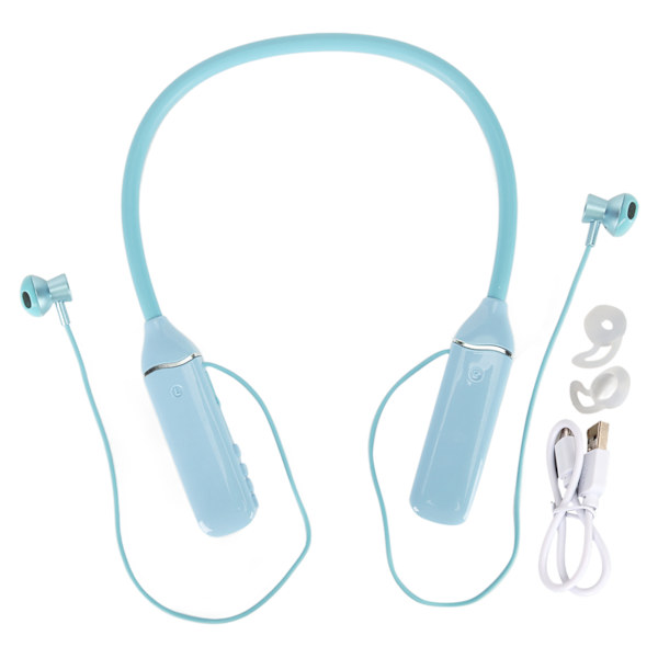 Bluetooth-hodetelefoner med nakkebånd LED Power Display Minnekortavspilling Magnetiske ørepropper Headset med RGB-bakgrunnsbelysning blå