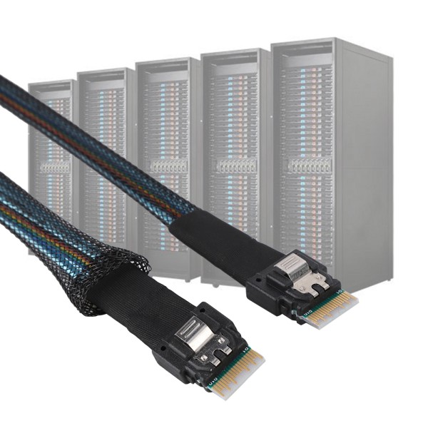 Cabledeconn Slim SAS 38pin SFF-8654 till SFF-8654 Server HDD Dataöverföringskabel 1M