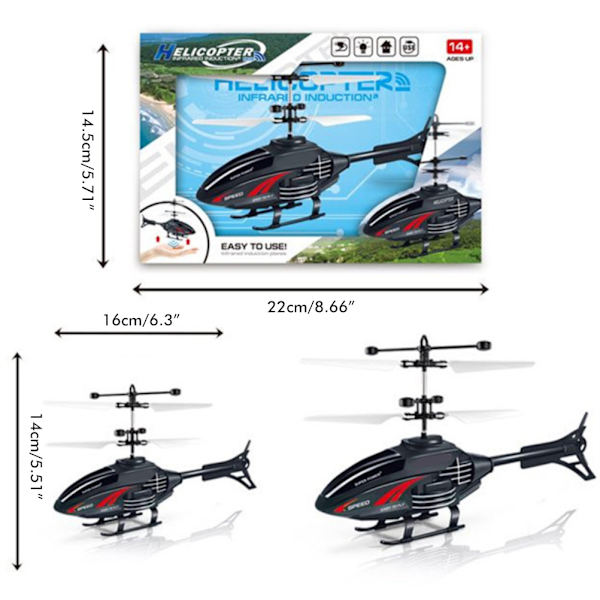 Fjärrkontrollflygplan för barn Intelligent induktionsdrönare 3 sekunder start Elektrisk levitation helikopter