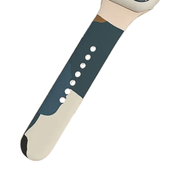 Silikonklockarmbandersättning Färgtryck Snabbkoppling Armbandsur Rem för IOS Watch 6 7 Cloud Ink Blue 38/40/41MM