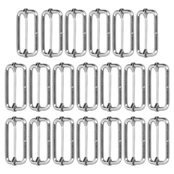 20 st metallrektangeljusterare, hållbara, blekningsfria, utsökta, breda applikationer, metallspänne för kläder, ryggsäck, bälte, 3,5 x 38 x 20 mm