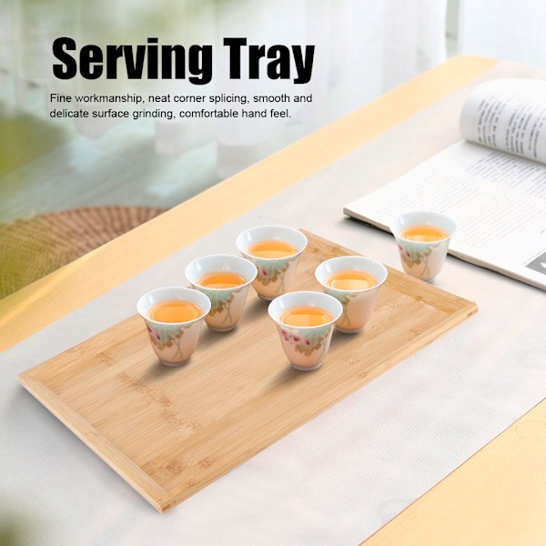 Husholdning Kjøkken Rektangulær Bambus Matserveringsbrett Tebrett For Grillmat Snacks KakeL 44.3x32.3x2.2cm