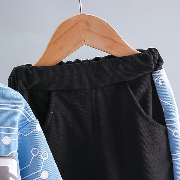 Børne Pullover Sweatshirt Sæt til Drenge Bogstavtryk Blød Hudvenlig Miljøvenlig 2-delt Sæt til Hverdag Udendørs Blå 80cm/31.5in