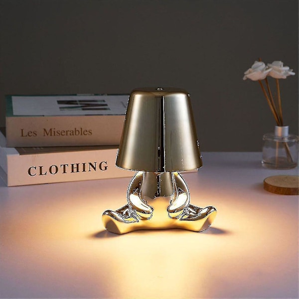 Guld bærbar touch bordlampe med USB-opladning - trådløs genopladelig natbordslampe F guld