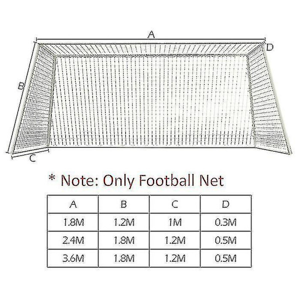 Jalkapalloverkko jalkapallomaalin tolppaan - Junior Sports Training (3 kokoa) 1,8m x 1,2m x 0,3m x 1m Cool White