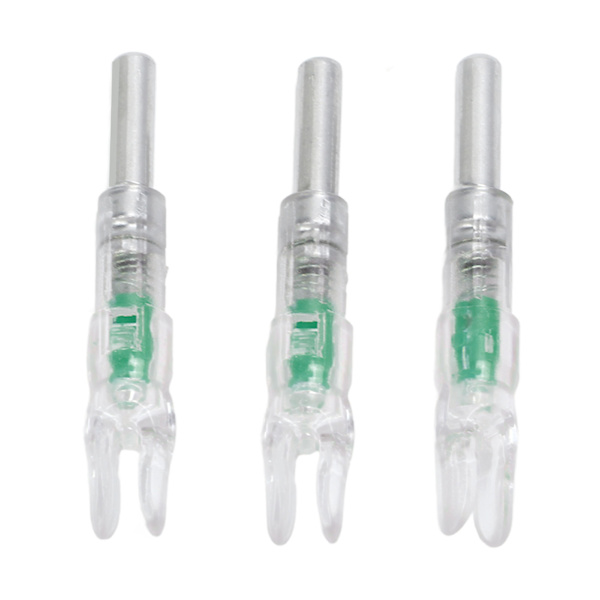 3 stk. bueskydning oplyste nocks plast automatisk med switch 6,2 mm indre diameter bueskydning nock hale til natjagt grøn