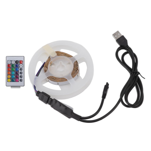 RGB LED-strimmel 5V USB RGB LED-strimmel med Bluetooth-app-styring 24 taster IR-fjernbetjening til fest bar bryllup 5m / 16,4ft