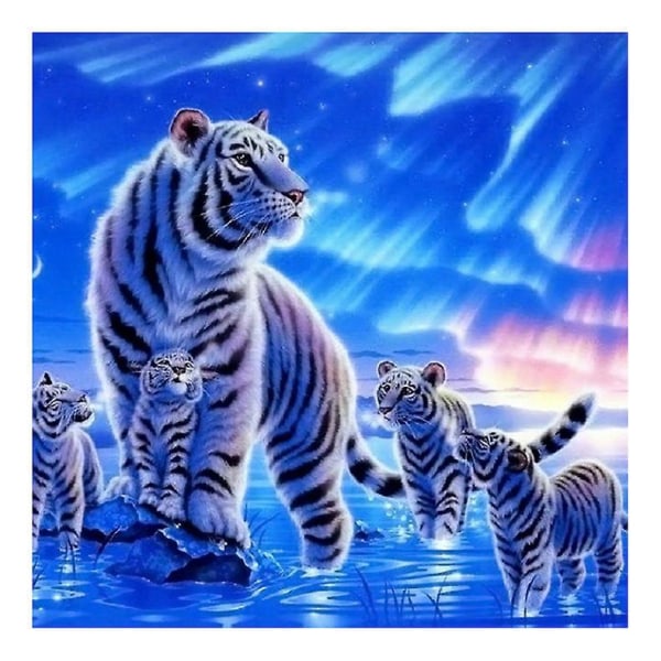 Tiger Full Drill Diamond Painting Kit til stuedekoration - 12x12 tommer/30x30 cm