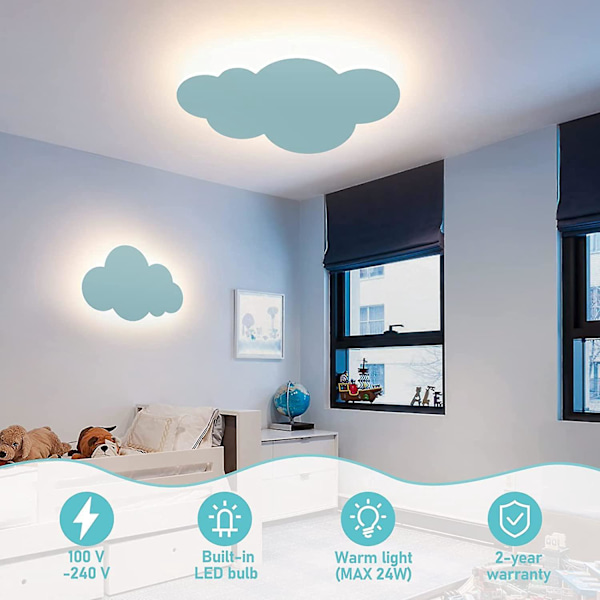Vegglampe Sky Lampe Innendørs Vegglampe Akrylskjerm med Innebygde LED-lys for Barnerom Varm Belysning Blå
