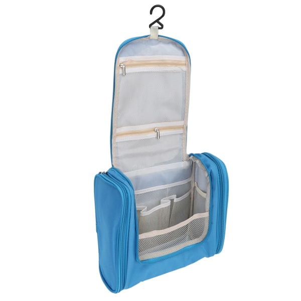 Hængende toilettaske med stor kapacitet, bærbar vandtæt kosmetisk opbevaringstaske til rejsebadeværelse Blå