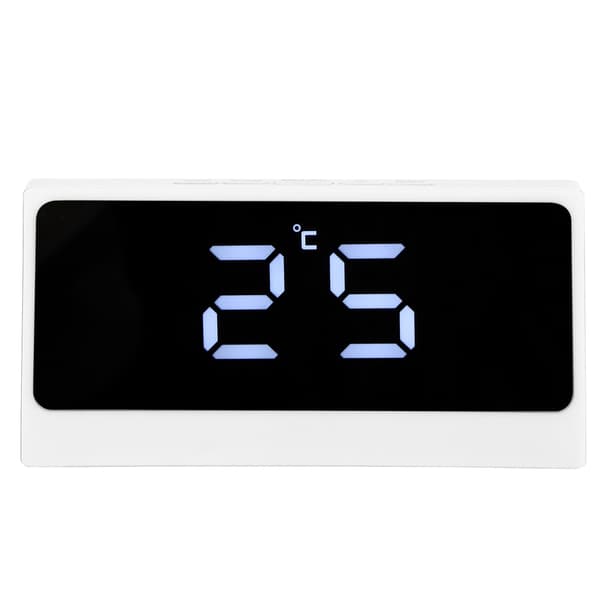 LED Digital Väckarklocka Tyst Smart Temperatur Datum Lysande Storbildsskärm Sminkspegel (Vit)