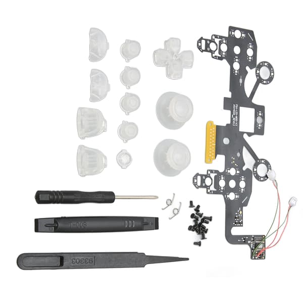 Opplyste D-pad-ansiktsknapper 8 farger 19 moduser DIY-erstatnings-LED-knappsett for PS4-kontroller