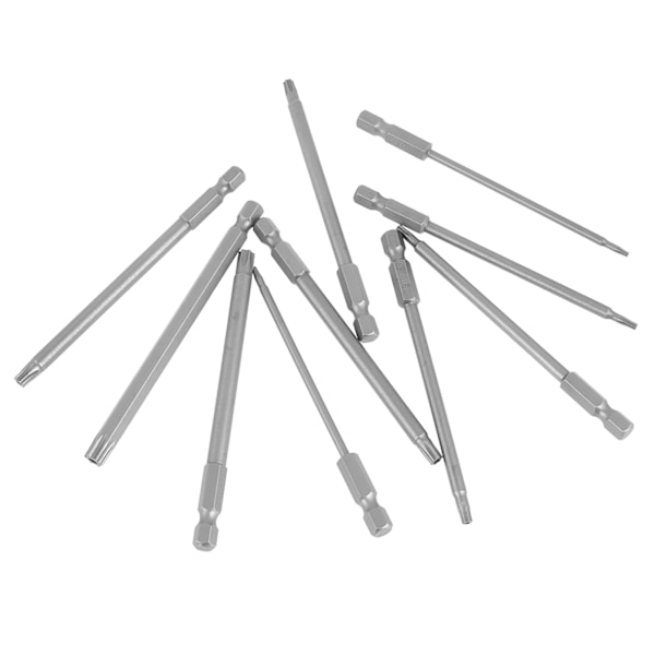 10 kpl 100 mm 1/4 tuuman kuusiovarsi S2 teräs tähtipää ruuvimeisseli BST set