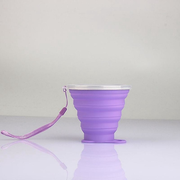 Portable Collapsible Cup - 270ml Coffee Mug for Camping and Hiking (Purple)