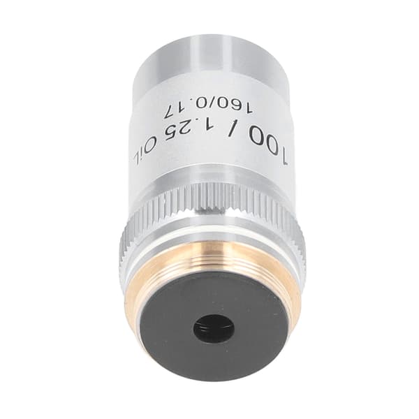 Akromatisk objektiv messing forkrommet 100X høyeffekts mikroskoplinse grensesnitt 20,2 mm