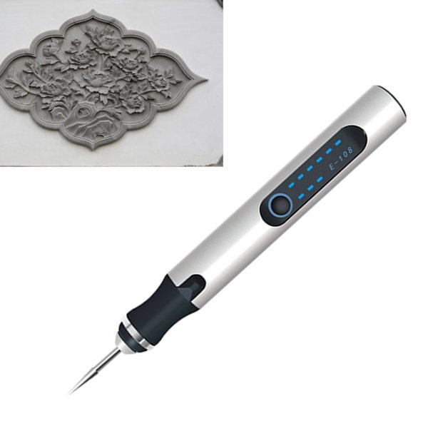 Elektrisk graveringspenna sladdlös uppladdningsbar slipverktygssats kit för nagelkonst silver slipset