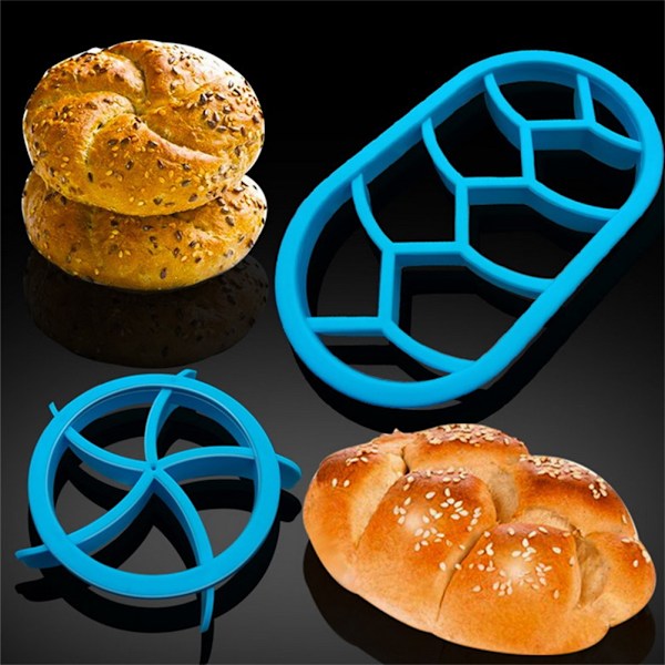 2PCS Deigpresseformsett Bakebrød Rundstykkeform Plast Kakeform