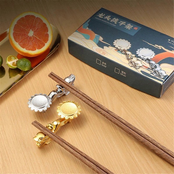 Chopsticks Holder Legering Retro Drage Chopsticks Rack, Gull 4 stk