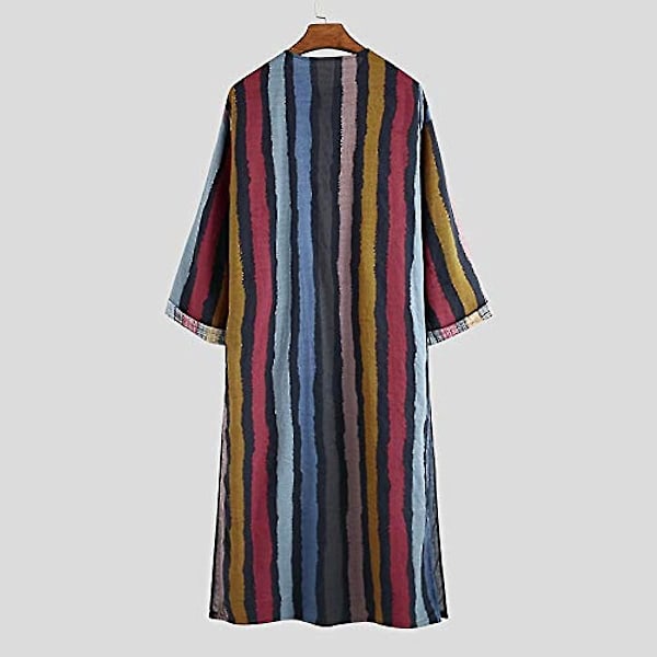 Herre Bomulds Pyjamas - Langærmet V-hals Retro Stribet Natskjorte (Størrelse Small) L Rød
