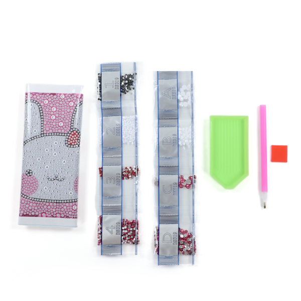 Rhinestone Painting Kit Cartoon White Bunny Pattern Shiny Exquisite Simple Operation DIY 5D Painting Art