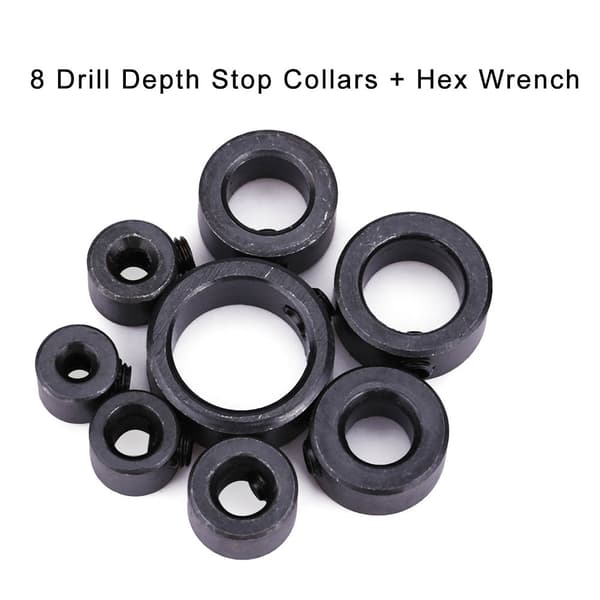 8 stk/sett 3~16mm Drill Depth Stop Collars Sortimentsett med sekskantnøkkel Trebearbeidingsverktøy