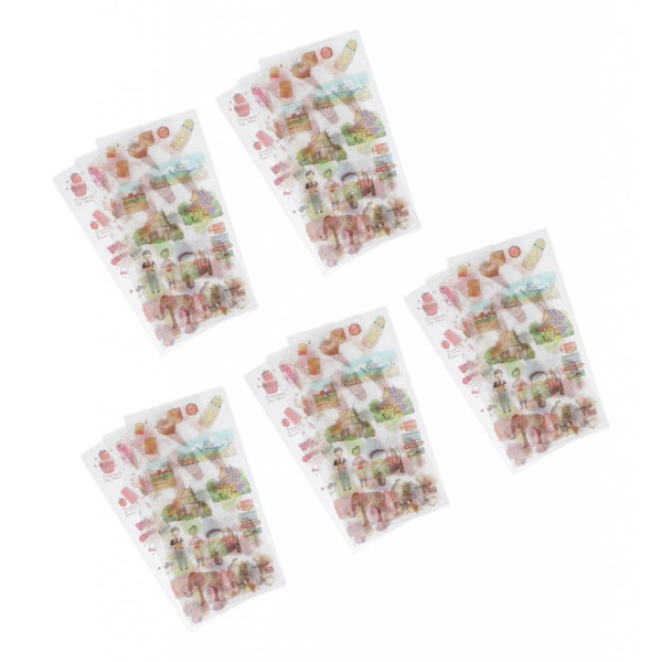 5 ark Självhäftande washi-pappersdekaler för DIY-hantverk Bangkok-mat