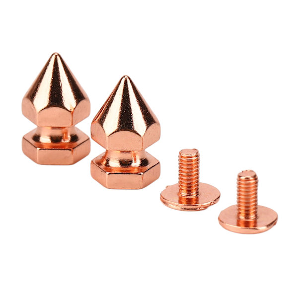 100 set spikade koner spik nitar roséguld hög hårdhet skruv bak nitar spikar kit för DIY kläder väskor skor 8x14mm
