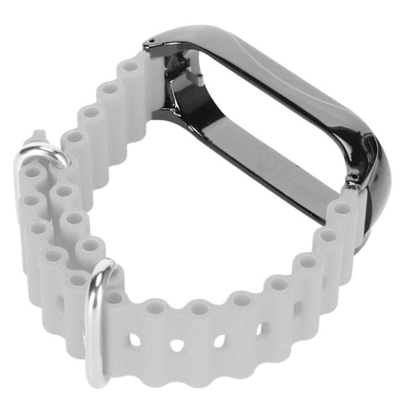 Silikon watch med skyddande case i rostfritt stål Passar för Mi Band 7 Grå