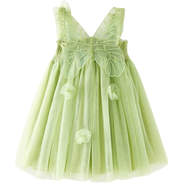 Sommerfuglevinge Tulle Prinsessekjole til Småbørn Piger 120CM - Grøn