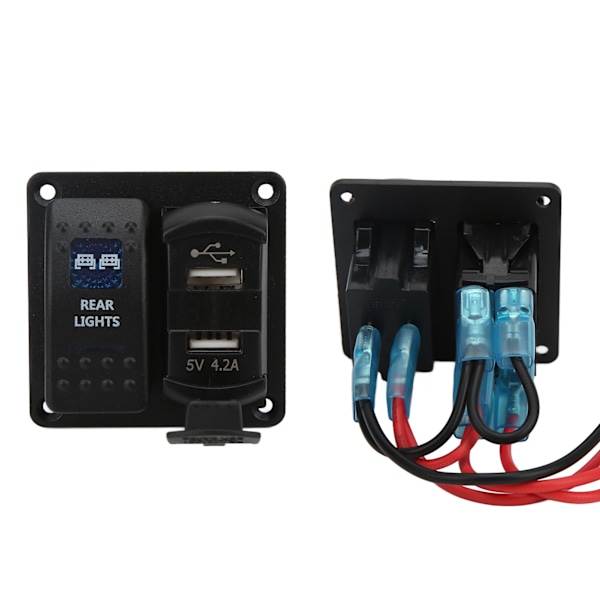 12/24V vippekontaktpanel 2 USB-oplader med digitalt voltmeter til bil RV marinebåd bus