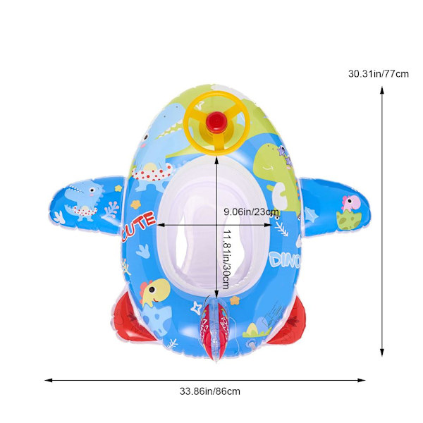 Baby Pool Float med sikkerhedssæde Rat Cartoon Flyvemaskine Formet oppustelig svømmering til børn Pool Svømning Træningshjælpemiddel Lille Dinosaur