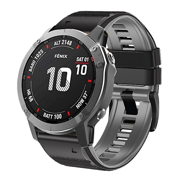 Garmin Tactix Delta/Enduro Silikonersättningsarmband - Horisontella ränder Svart Grå