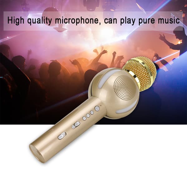 Multifunktionel Bluetooth trådløs mikrofon til telefon til karaoke (gylden)