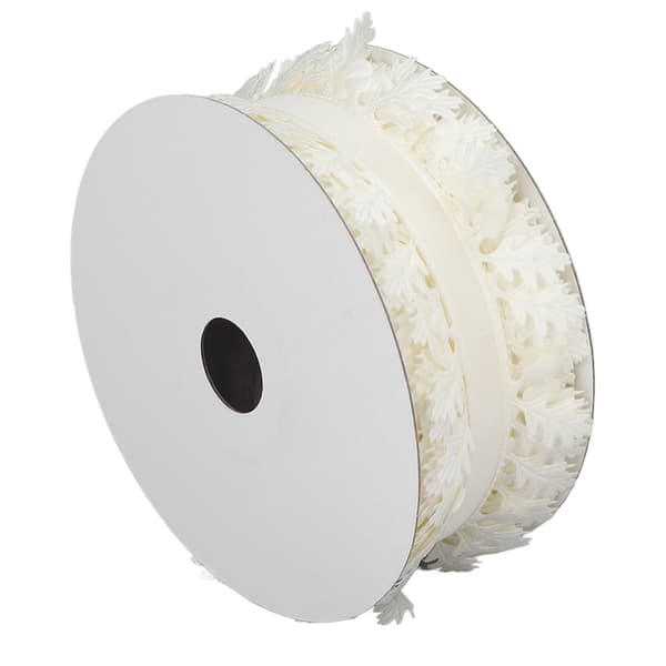 Bladformad spetskantband DIY Bröllop Polyesterband för presentinslagning Kransframställning 4cm (Vit)