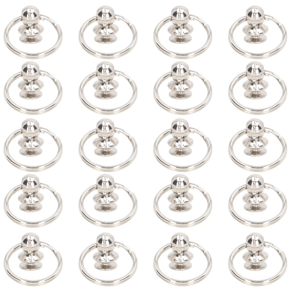 20 set runda huvudnitar med dragringar 8x19mm högglans dubbla ringar silver Chicago skruvar spik för DIY läderhantverk