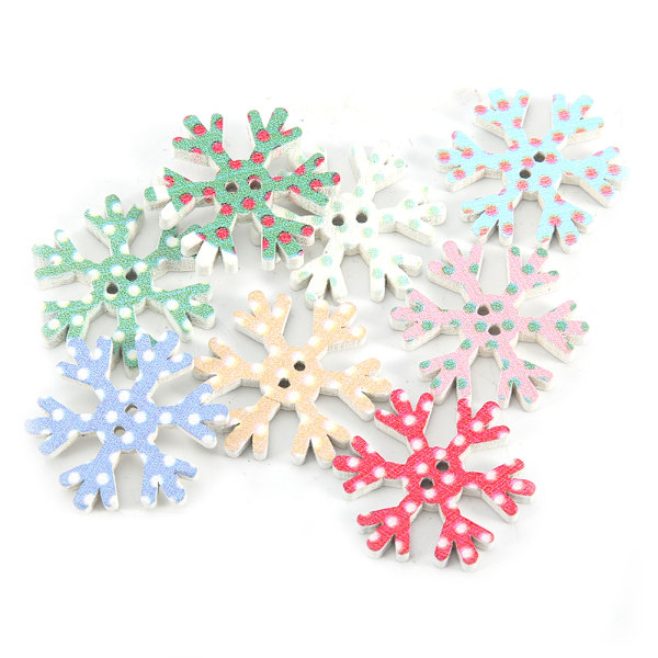 100 st träknappar blandad färg snöflinga DIY hantverk sy knappar scrapbooking dekor blandad färg