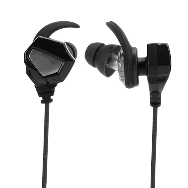 3,5 mm spelhörlurar för spel, ergonomiska subwoofer, minihörlurar, HiFi-stereo med mikrofon, svart silver