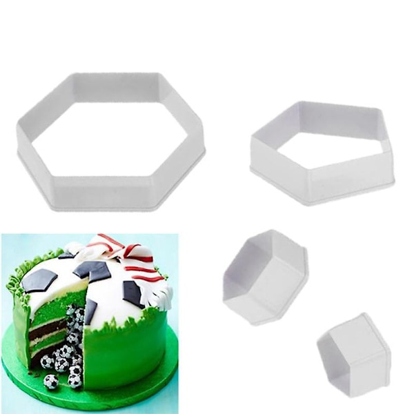 Set med 4 Fotbollsformade Hexagon Kakformar, Fondantformar för Fotbolls-VM, Socker, Tårta, Dessert