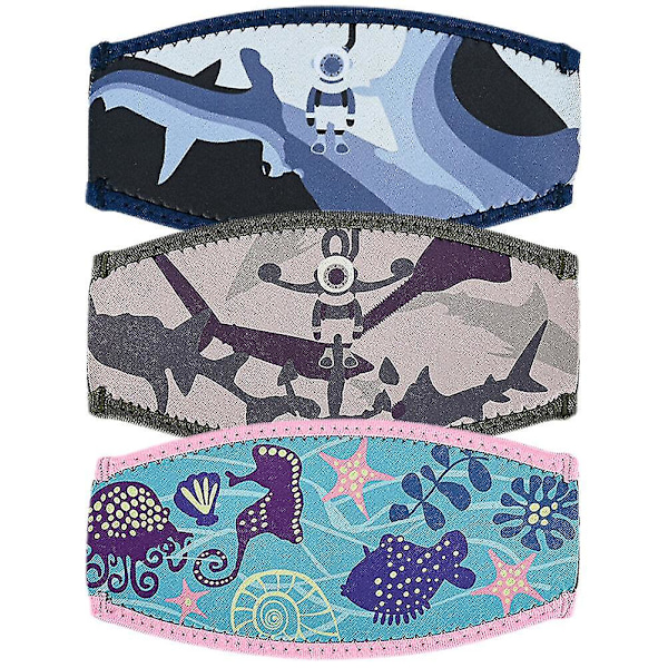Neopren stropptrekk for dykkermaske, sett med 18,5 x 9 cm, fargerike