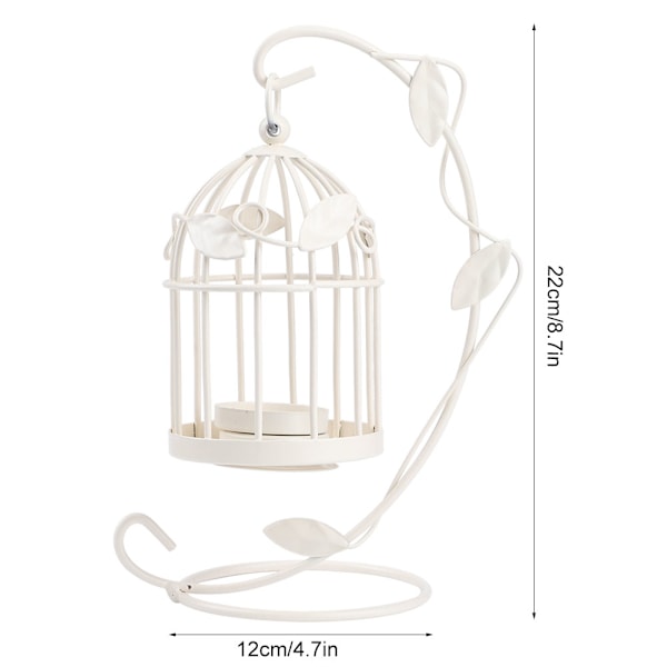 Innovativ järnblad ihålig bur ljusstake hängande ljusstake hushållsdekoration vit