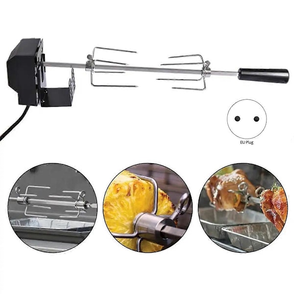 Rotisserie-sett i rustfritt stål, automatisk grillsett EU-plugg
