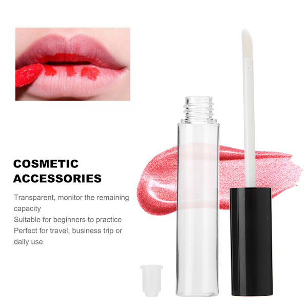 25 st 10 ml transparenta tomma läppglansrör DIY läppbalsamflaska behållare kosmetiska tillbehör