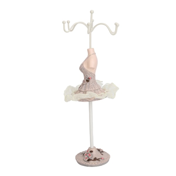 Örhängen Halsband Prinsessklänning Stativ Display Resin Mänsklig Modell Smyckesorganisatör Grå
