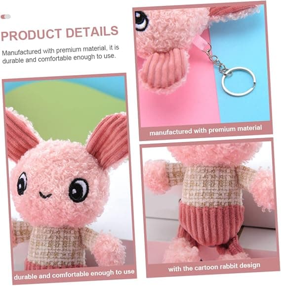 Hanging Animal Keychain, Plush Rabbit, Bag Decoration, Backpack Charm, Mini Plush Toy