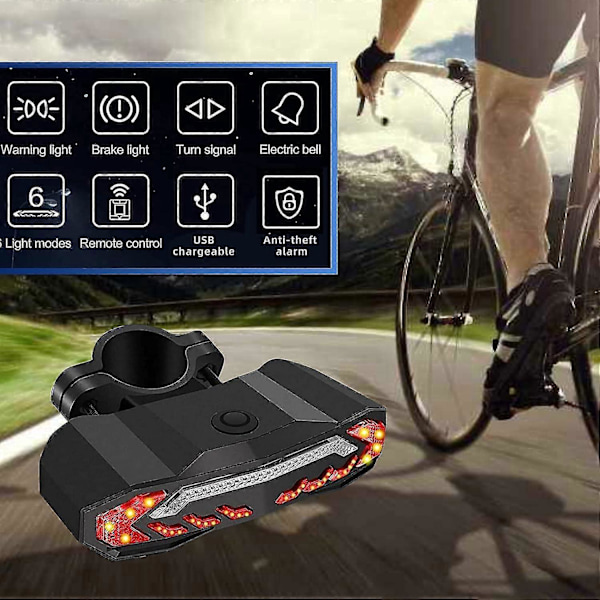 Cykelalarm med fjärrkontroll, cykelbakljus, 110 dB högt stöldskyddsalarm