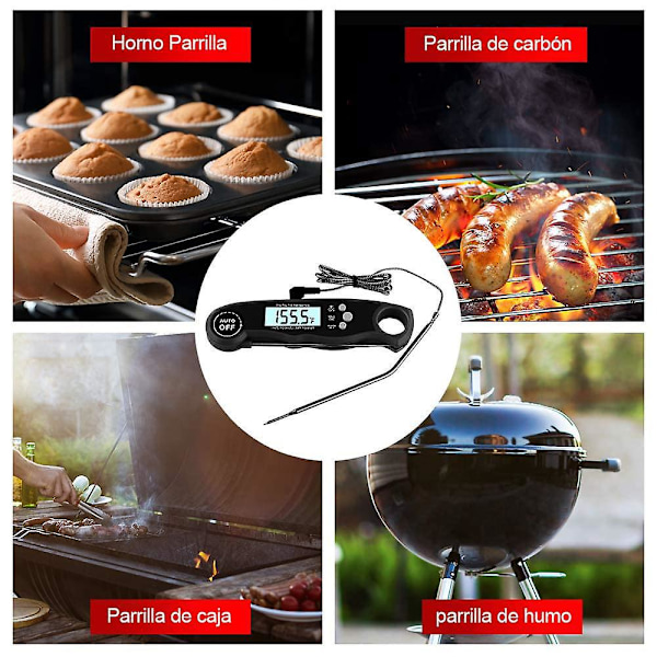 Digital Kötttermometer Dubbla Sonden Snabbläsning LCD-Skärm Köksmatlagning Alarm