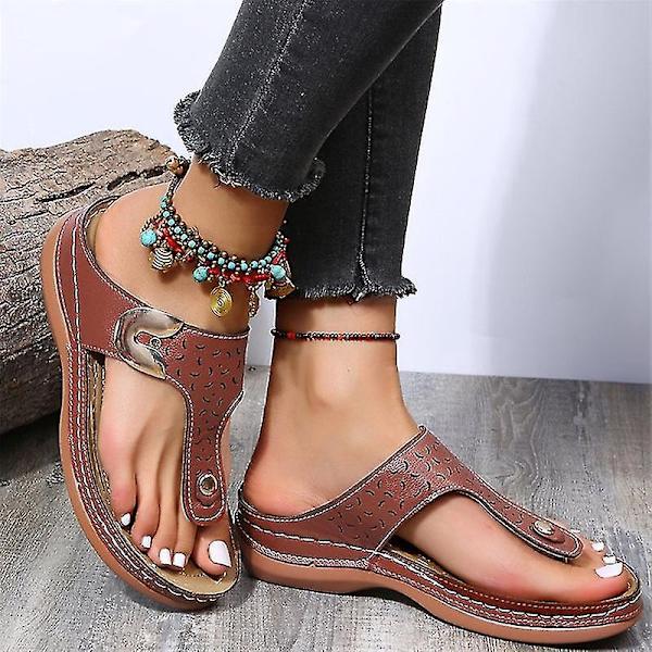 Komfortable Rhinestone Wedge Slippers til kvinder - Skridsikre Sommersandaler38 Sort